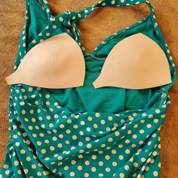 Target Teal Polka Dot skirted one piece swim suit - Picture 6 of 7